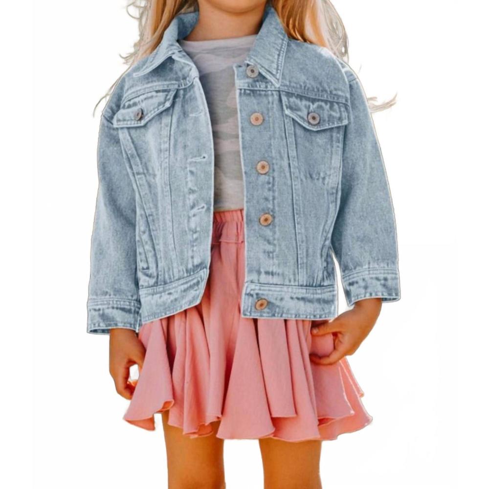 NEW DOUBLE TAKE oddi girls contrast heart denim jacket in washed denim